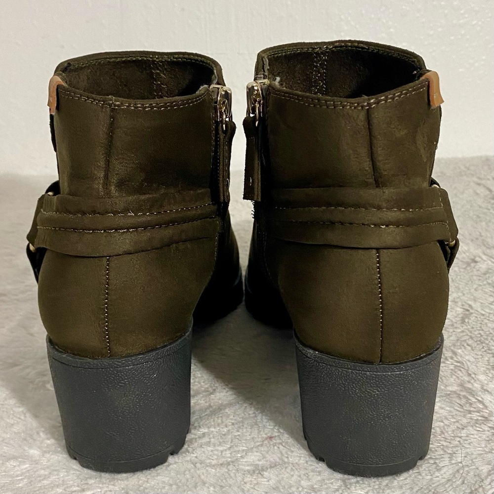 Dr. Scholl’s Laney Lug Booties Women’s Size 7M Vegan Olive Green/Brown - Picture 5 of 12